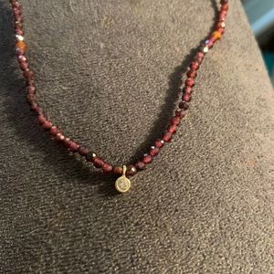 Magal authentic garnet beaded necklace with diamond pendant (certificate incl)